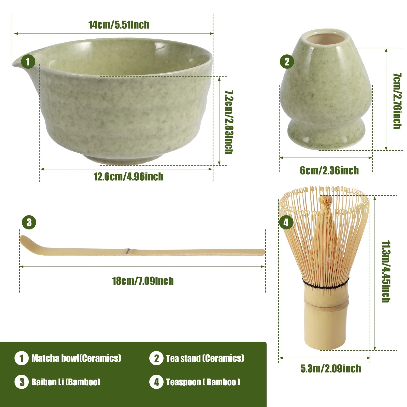 Matcha Ritual – 4-teiliges Keramik-Matcha-Set im japanischen Stil